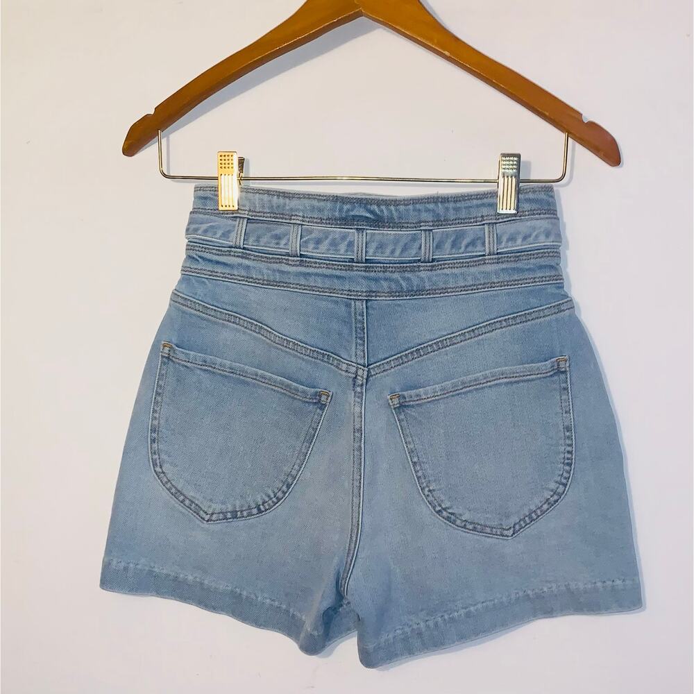 FRAME Triple Tie-waist Denim Shorts In Mahoney sz 24 - Picture 4 of 10